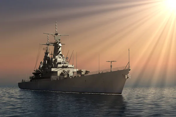 Amerykański okręt nowoczesne w promienie słońca — Zdjęcie stockowe