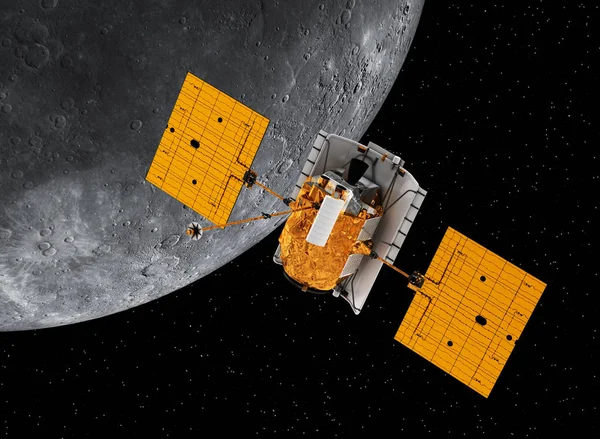 Planet Mercury etrafında dönen gezegenler arası uzay istasyonu — Stok fotoğraf