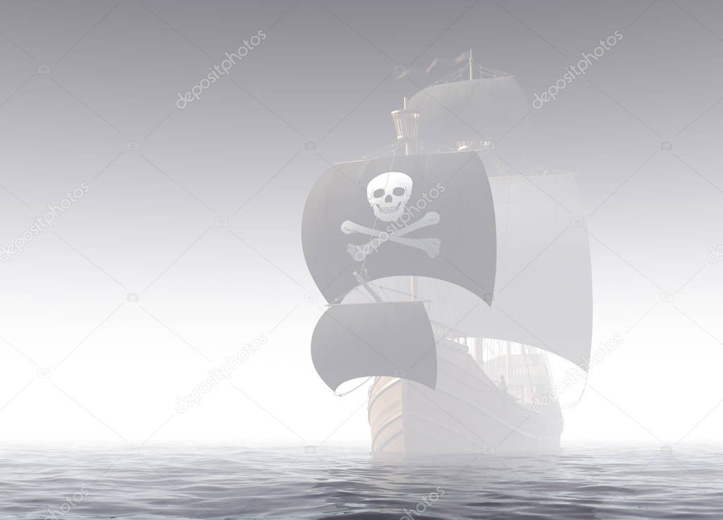 Pirate Ship In The Fog