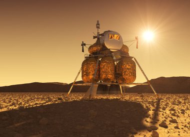 Mars Güneş arka plan üzerinde gezegenler arası uzay istasyonu modülü