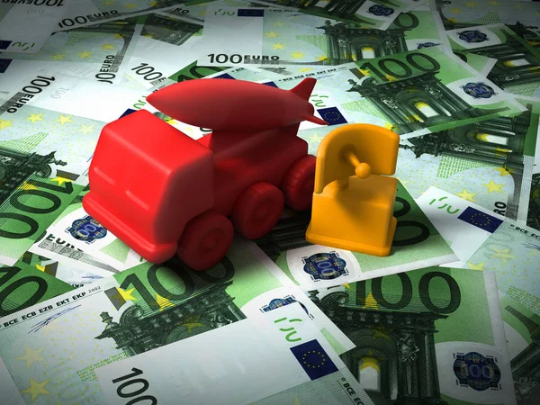 Sistema de radar e mísseis sobre o dinheiro do euro — Fotografia de Stock