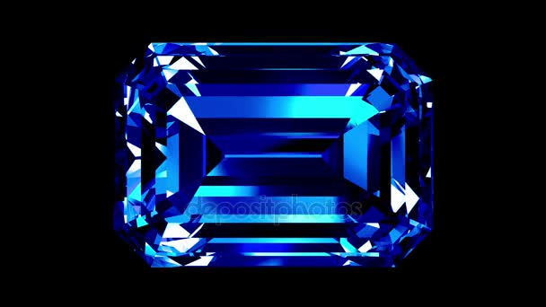 Safírové Emerald Cut. Opakuje. Alfa matný. — Stock video