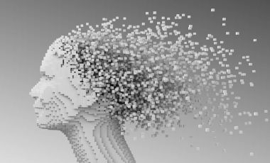 Kadın ve 3d piksel pixelated başkanı olarak saç