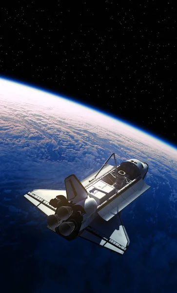 Vesmírný raketoplán obíhající kolem planety Země — Stock fotografie