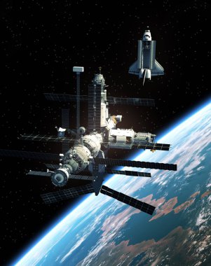 Uzay İstasyonu ve uzay mekiği uzayda