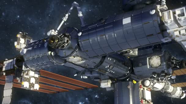 Vol De La Station Spatiale Internationale Dans L'espace Extérieur. Animation 3D .