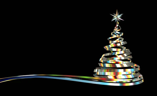 Árbol de Navidad de cintas metálicas Spectrum sobre fondo negro — Foto de Stock