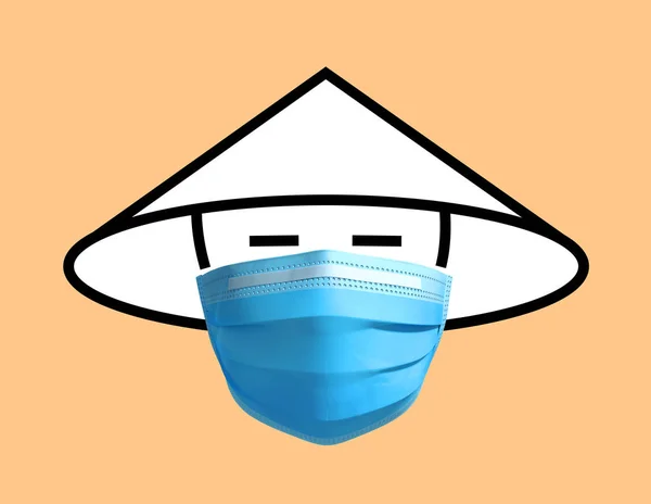Imagem simbólica do homem chinês na máscara médica — Fotografia de Stock