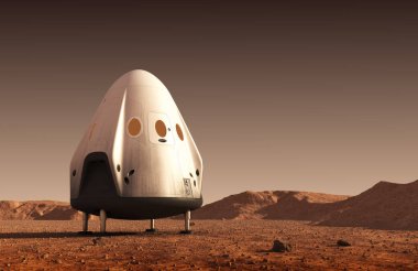 Kırmızı Gezegen Mars 'ın yüzeyindeki Ticari Uzay Aracının İniş Modülü