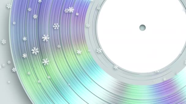 Falling Snowflakes On The Background Of Platinum Vinyl — Stockvideo