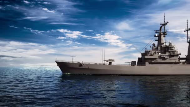 Navire de guerre américain moderne sur le fond du ciel 