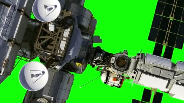 Flight Of The International Space Station. Green Screen. — Stock Video