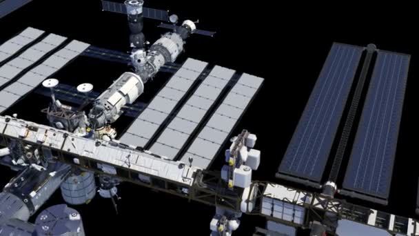 Voo da Estação Espacial Internacional com Alpha Matte . — Vídeo de Stock