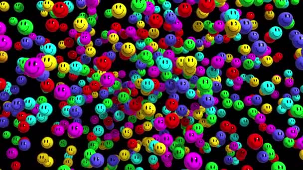 4K. Esplosione dell'icona del volto sorridente multicolore con Alpha Matte . — Video Stock