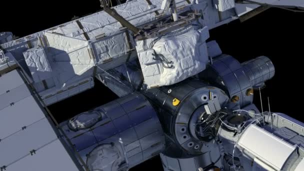 Vuelo de la Estación Espacial Internacional con Alpha Matte . — Vídeo de stock