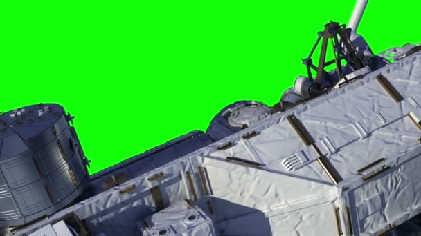 Flight Of The International Space Station On Green Screen. — Stock Video