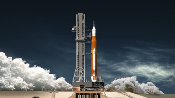 Sistema de lançamento espacial decola — Vídeo de Stock
