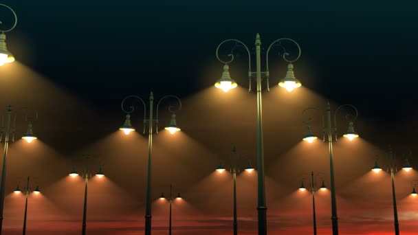 Swinging Lanterns On The Background Of The Night Sky — Αρχείο Βίντεο
