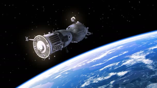 Διαστημικό σκάφος αναπτύσσει ηλιακούς συλλέκτες — 图库视频影像