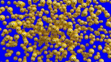 3D Face Icon Explosion. Emoji Appear With Frightened Faces, Look Around, Calm Down And Smile