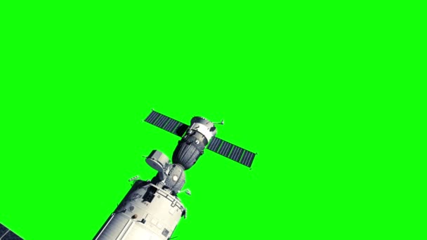 国際宇宙ステーションの飛行。緑の画面. — ストック動画
