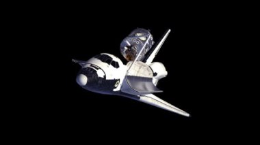 Uzay Mekiği ve Uluslararası Uzay İstasyonu Modülü. Alfa Matte. 3B Canlandırma.