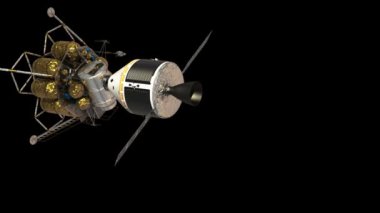 Uzay gemisinden İniş Modülü açılıyor. Alfa Matte. 3B Canlandırma.