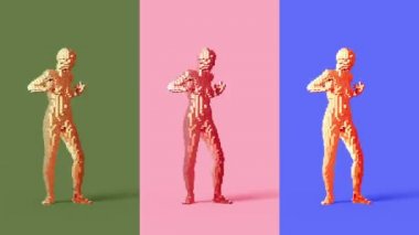 4 bin. Dansçı Kızlar Altın 3D piksellerden oluşur.