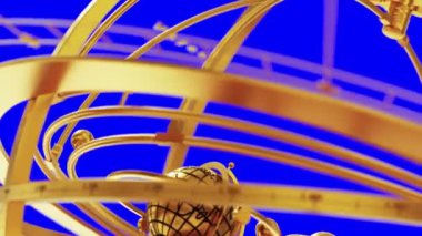 Mavi Ekranda Armillary Küresi ve Zodiac İşaretleri.
