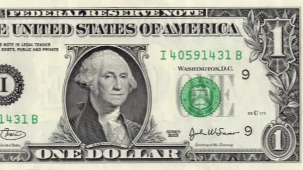 George Washington Grimacing e mostrando lingua su US One Dollar Bill — Video Stock