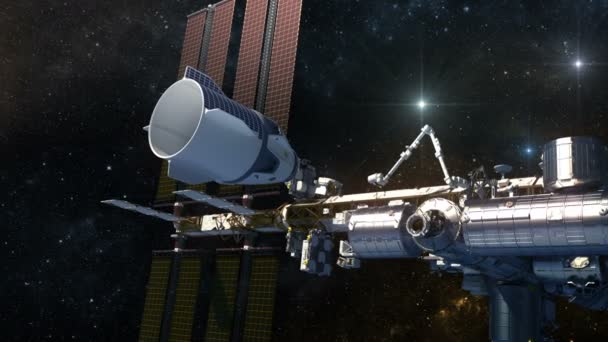 4K 。商业航天器与国际空间站对接. — 图库视频影像