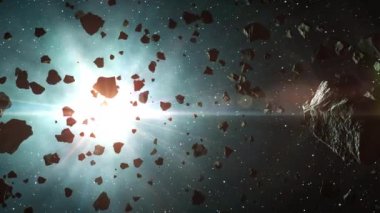 4 bin. Mavi Yıldız 'ın Işıklarında Asteroit Kümesi.
