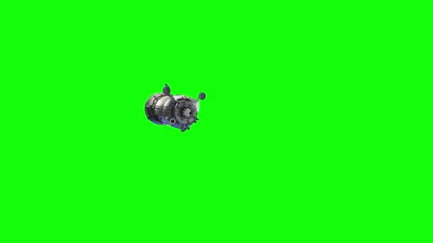 4K. Russian Spacecraft Deploys Solar Panels. Green Screen. — Stock Video