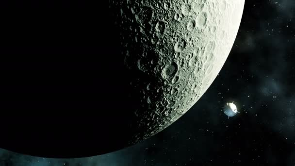 4K. Navires spatiaux commerciaux orbitant autour de la Lune . — Video