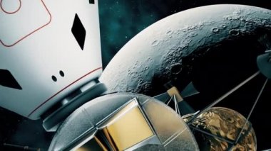 4 bin. Uzay İstasyonu ve Ay İniş Aracının Kapsülünün Ayrılışı.