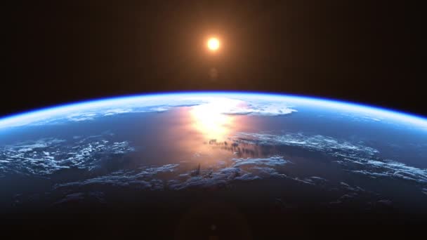 Slunce nad planetou Země. Pohled z vesmíru. Ultra vysoké rozlišení. 4K.