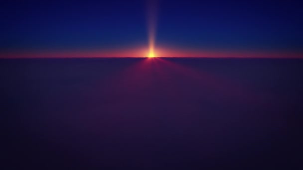 Полет над облаками во время восхода солнца — стоковое видео