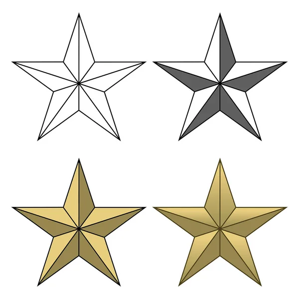 Star Shape Cuatro Versiones — Vector de stock