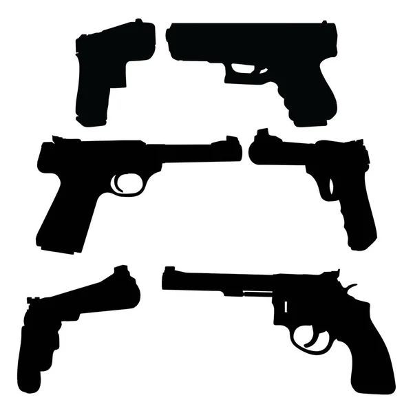 Silhuetas de arma - Seis versões — Vetor de Stock