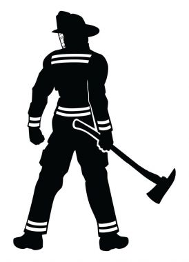 Balta ile ayakta itfaiyeci