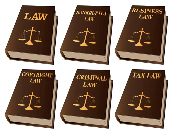 Law Books Illustration Seks Lovbøger Der Anvendes Advokater Dommere Omfatter – Stock-vektor