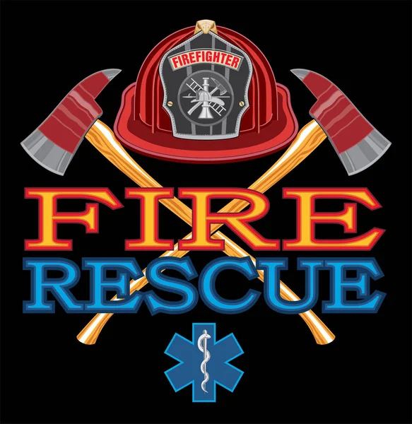 Fire Rescue Design Illustration Vibrant Text Says Fire Rescue Includes — Stock Vector