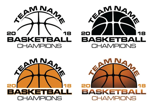 Desenhos dos campeões de basquete com nome da equipe — Vetor de Stock