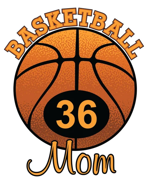 Basketballmama Mit Nummer Ist Eine Illustration Einer Stilisierten Flachen Oder — Stockvektor