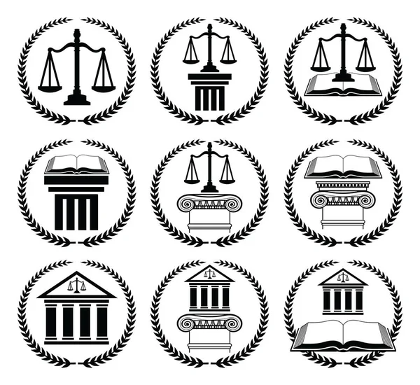 Law Lawyer Seal Set Una Ilustración Diseños Sello Emblema Ley — Archivo Imágenes Vectoriales