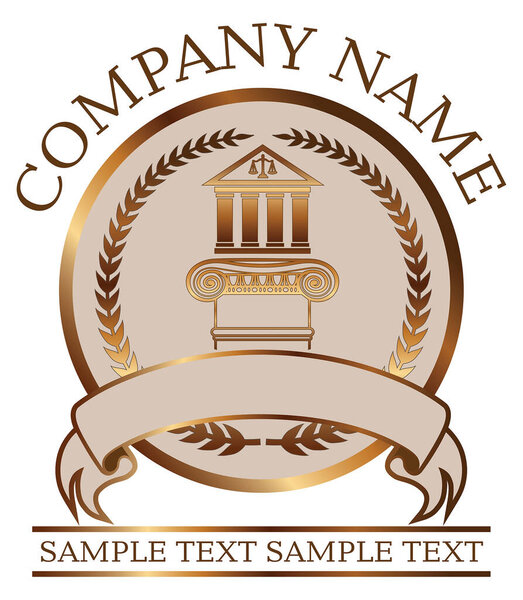 Law or Lawyer Seal - Gold With Colonnade and Ionic Column is an illustration of the lawyer or law office seal or emblem design that includes graphic images of the crest, a banner, a colonnade and an Ionic column with room for your own text
.