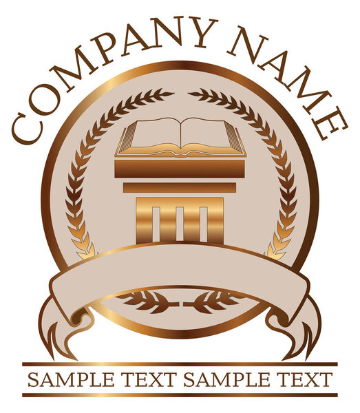 Law or Lawyer Seal - Gold With Law Book and Doric Column is an illustration of the lawyer or law office seal or emblem design that includes graphic images of the crest, a banner, a law book and a Doric column with room for your own text
.