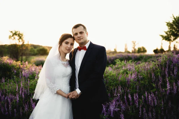 Noiva Noivo Após Cerimônia Casamento Dia Casamento Noivo Dia Pôr — Fotografia de Stock