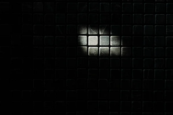 浴室里的瓷砖马赛克 老式马赛克马赛克瓷砖的背景 灰色和黑色马赛克墙体和背景 — 图库照片
