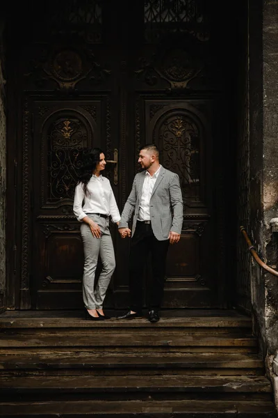 Love Story Beautiful Couple Love Streets Old City Lovers Walk — Stock fotografie